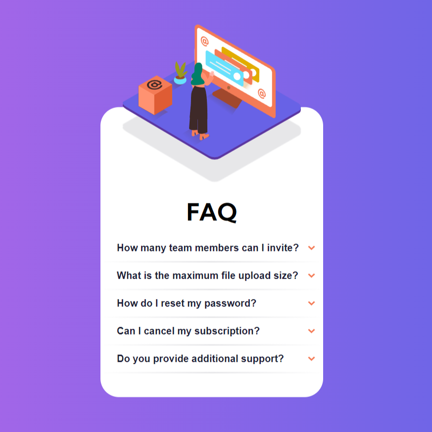 Screenshot of FAQ accordion component