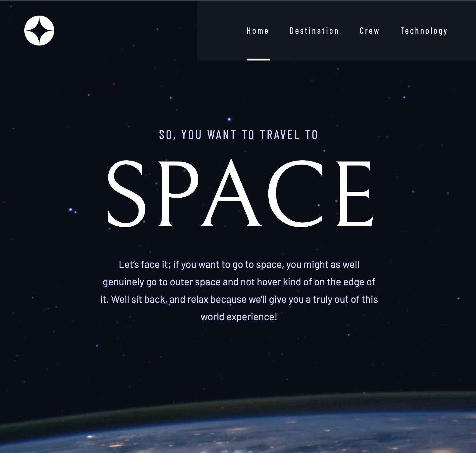 Screenshot of Space Tourism Website